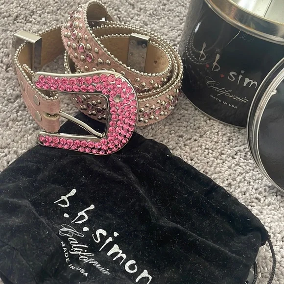 Bb simon ベルト　ピンク b.b. Simon Electric Pink Classic Crystal Belt – Dudes Boutique